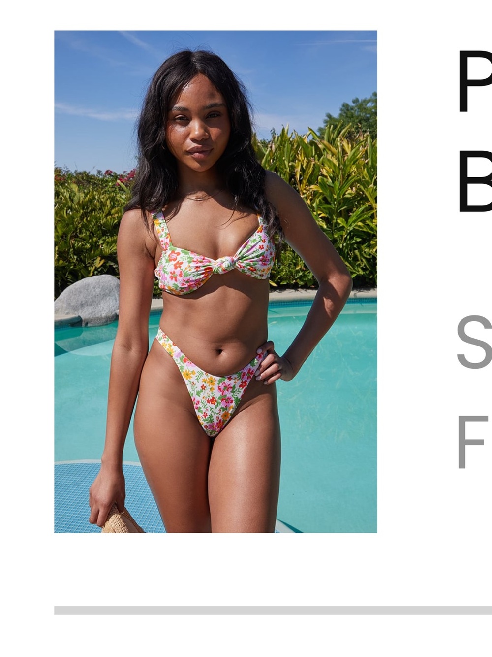 PacSun Floral High-Cut Bikini Bottom in White with Pink and Yellow Flowers